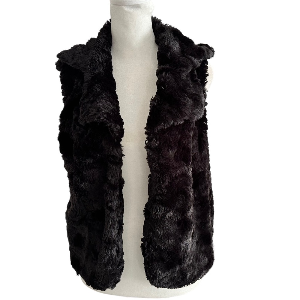 Dylan Faux Fur‎ Black Sleeveless Vest Small